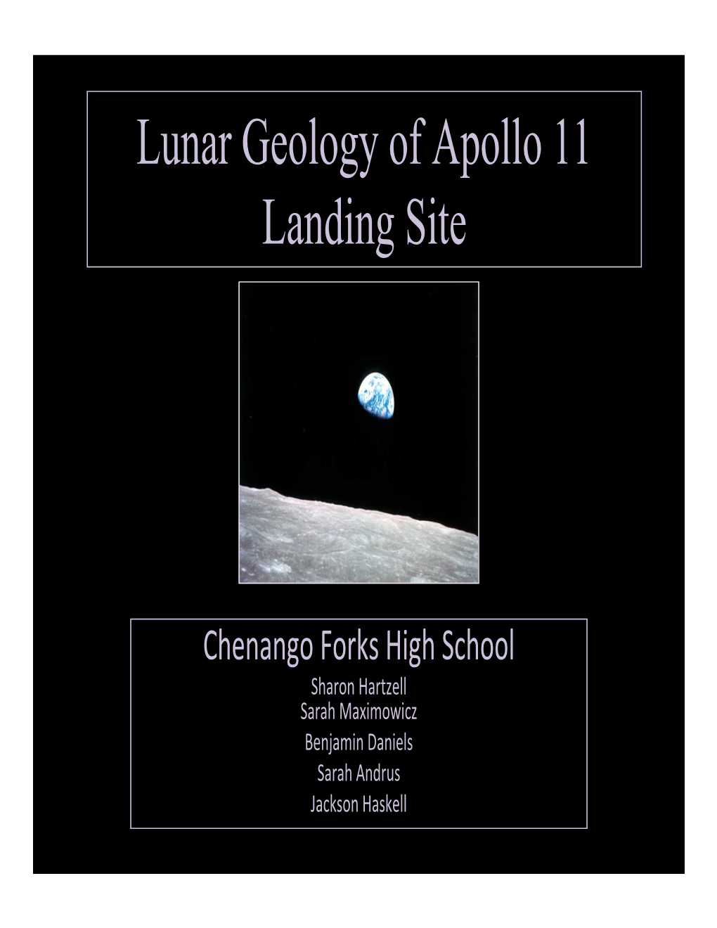 Lunar Geology of Apollo 11 Landing Site