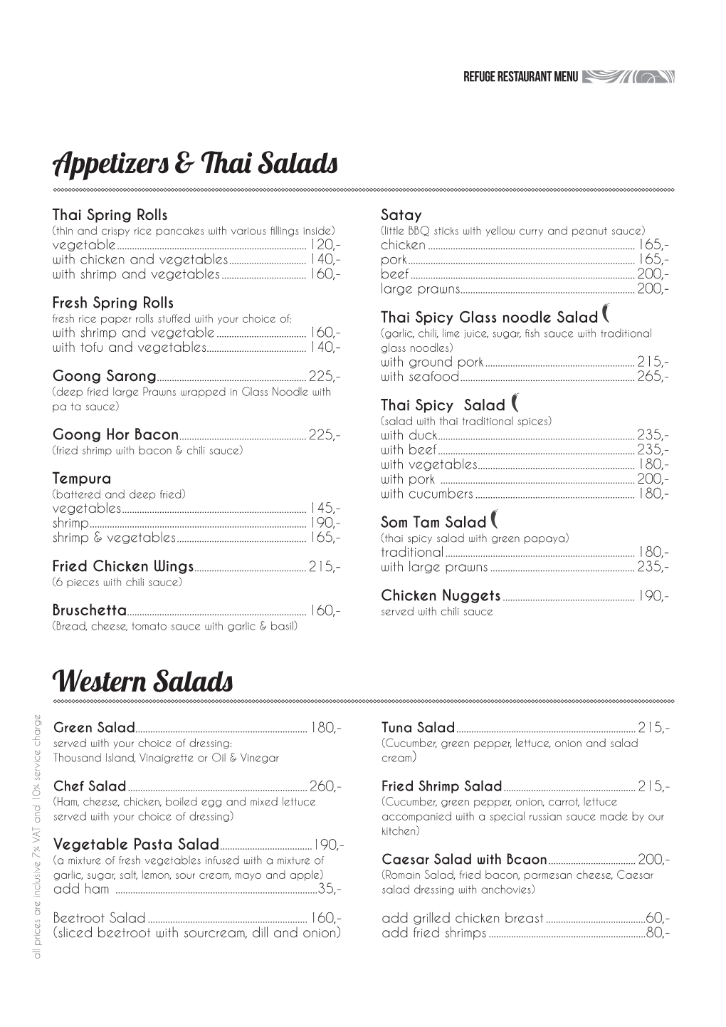 Appetizers & Thai Salads Western Salads