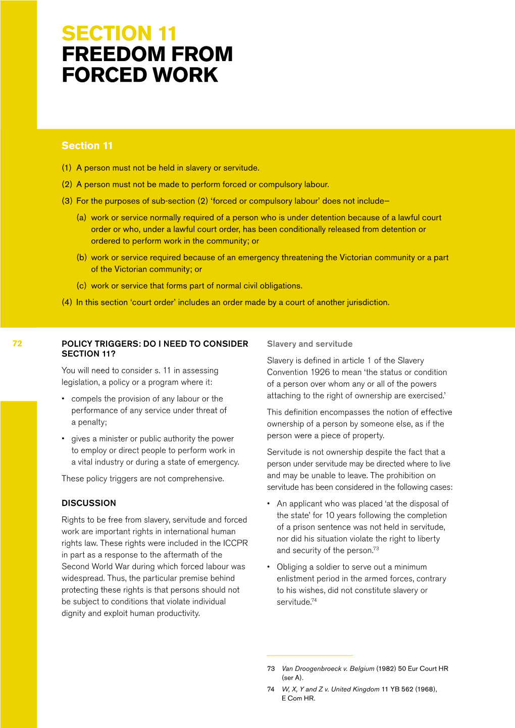 Section 11 Freedom from Forced Work