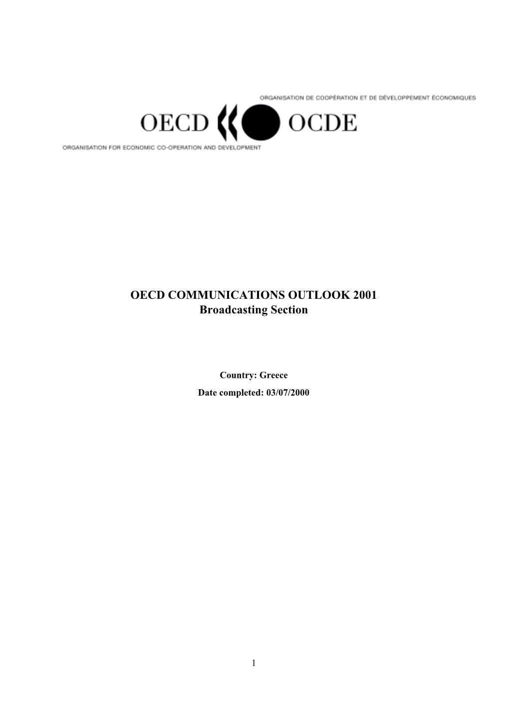 OECD COMMUNICATIONS OUTLOOK 2001 Broadcasting Section