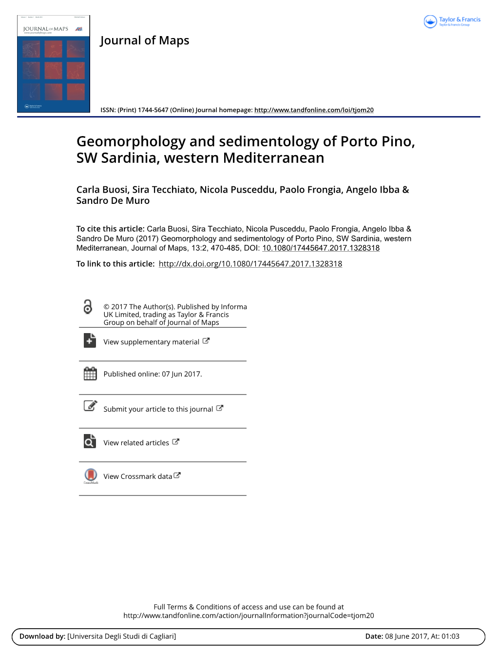 Geomorphology and Sedimentology of Porto Pino, SW Sardinia, Western Mediterranean