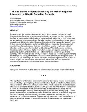 Enhancing the Use of Regional Literature in Atlantic Canadian Schools