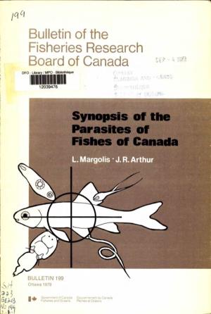 Synopsis of the Parasites of Fishes of Canada