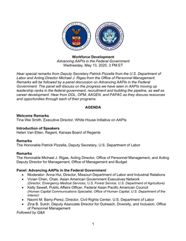 1 Workforce Development Advancing Aapis in the Federal Government