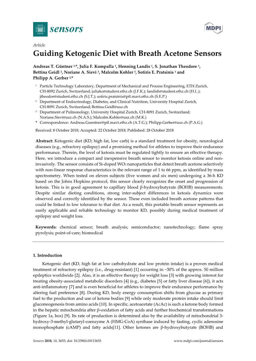 Guiding Ketogenic Diet with Breath Acetone Sensors