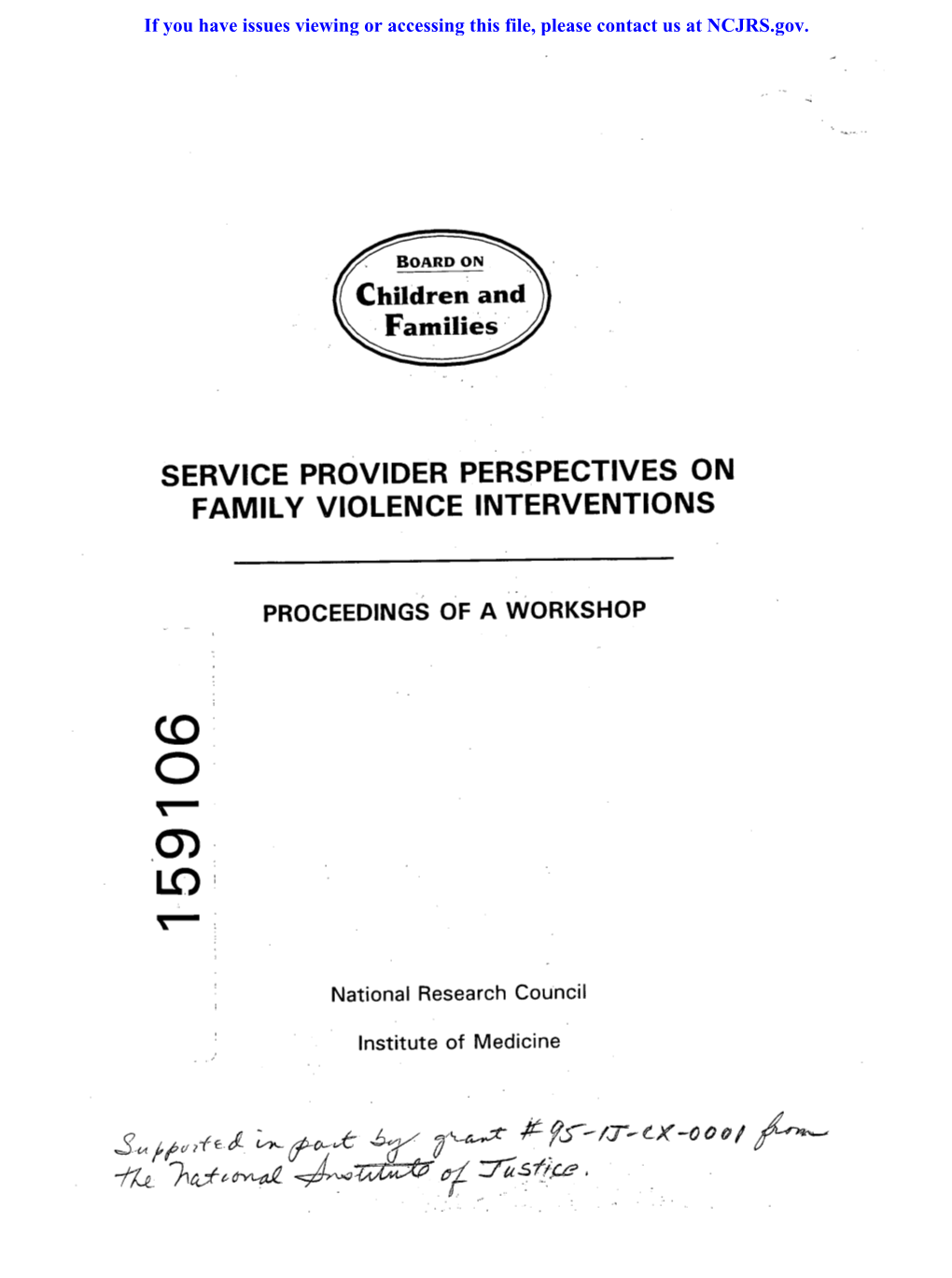 Service Provider Perspectives on Family Violence Interventions