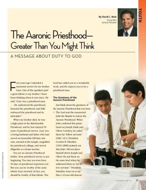 The Aaronic Priesthood— Greater Than You Might Think a Message About Duty to God