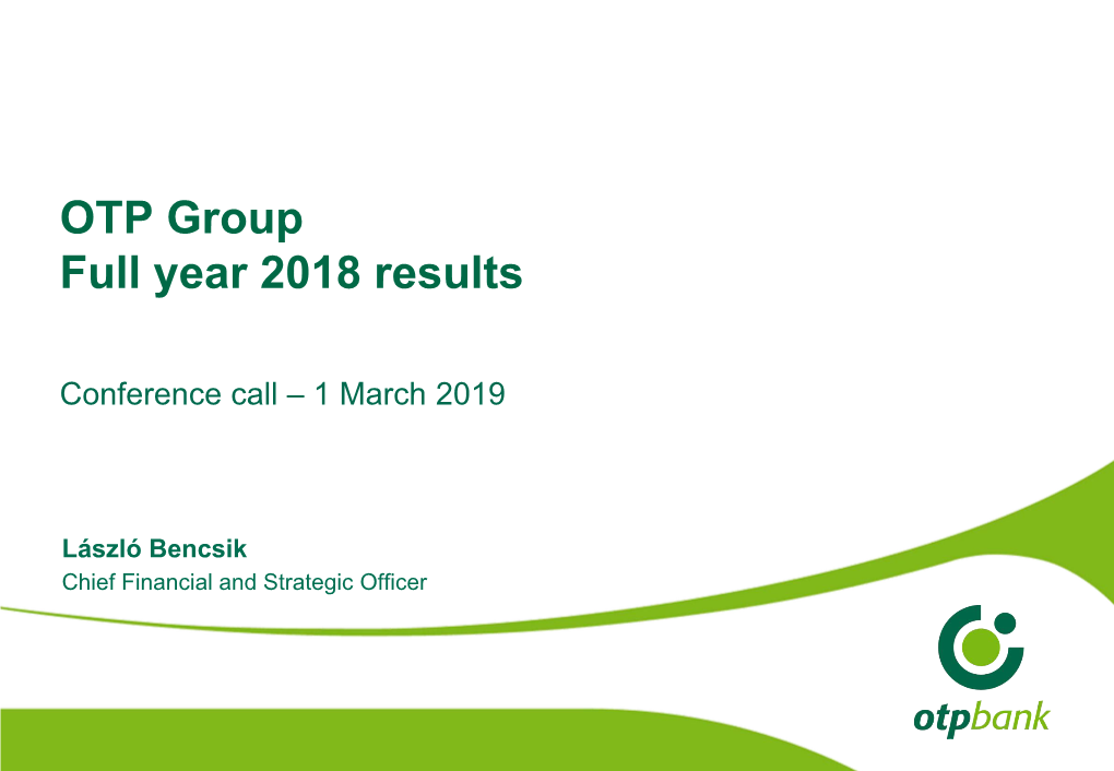 OTP Group Full Year 2018 Results