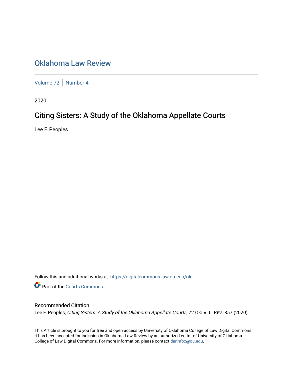 A Study of the Oklahoma Appellate Courts
