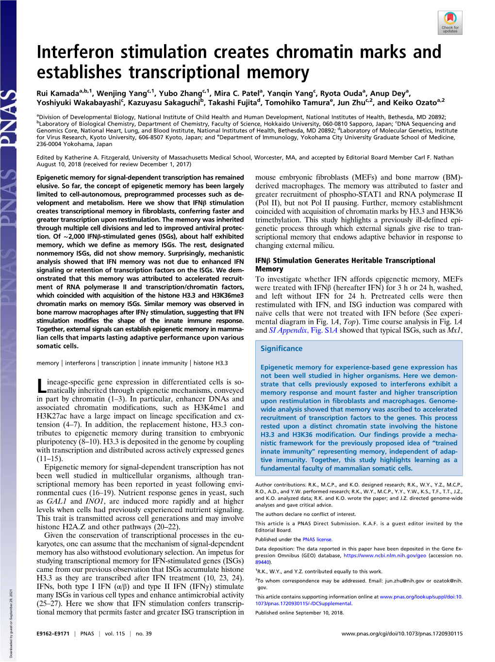 Interferon Stimulation Creates Chromatin Marks and Establishes Transcriptional Memory