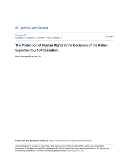 The Protection of Human Rights in the Decisions of the Italian Supreme Court of Cassation