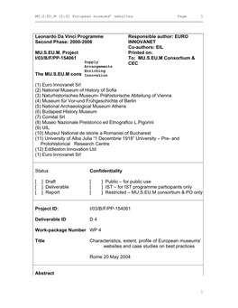 Leonardo Da Vinci Programme Responsible Author: EURO Second Phase: 2000-2006 INNOVANET Co-Authors: EIL MU.S.EU.M