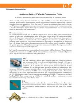Application Guide to RF Coaxial Connectors and Cables