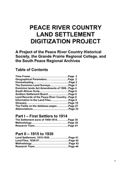 Peace River Country Land Settlement Digitization Project