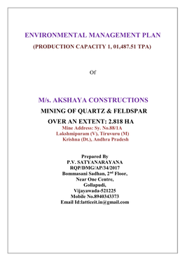 ENVIRONMENTAL MANAGEMENT PLAN M/S. AKSHAYA