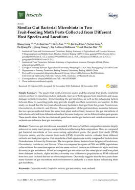 Similar Gut Bacterial Microbiota in Two Fruit-Feeding Moth Pests Collected from Diﬀerent Host Species and Locations