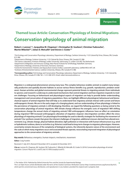 Conservation Physiology of Animal Migrations Conservation Physiology of Animal Migration