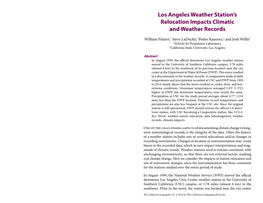 Los Angeles Weather Station's Relocation Impacts Climatic And