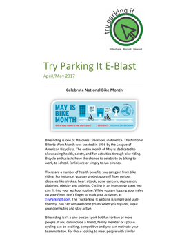 Try Parking It E-Blast April/May 2017