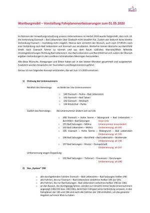 Wartburgmobil – Vorstellung Fahrplanerverbesserungen Zum 01.05.2020