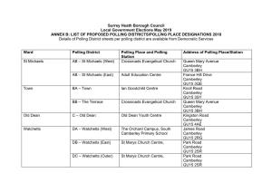 Surrey Heath Borough Council Local Government Elections May 2019 ANNEX B: LIST of PROPOSED POLLING DISTRICTS/POLLING PLACE DESIG