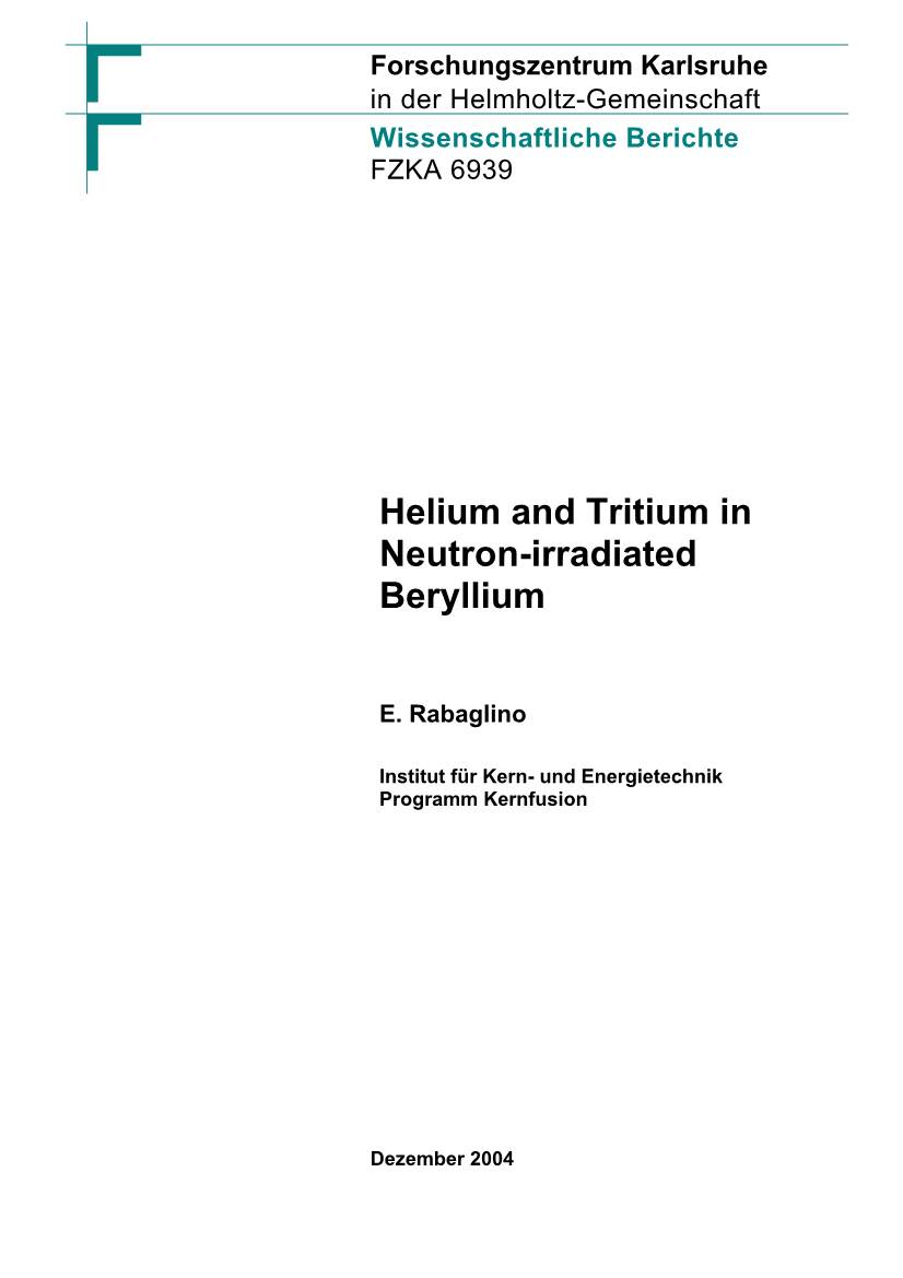 Helium and Tritium in Neutron-Irradiated Beryllium