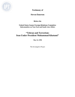 “Tehran and Terrorism: Iran Under President Muhammad Khatami”