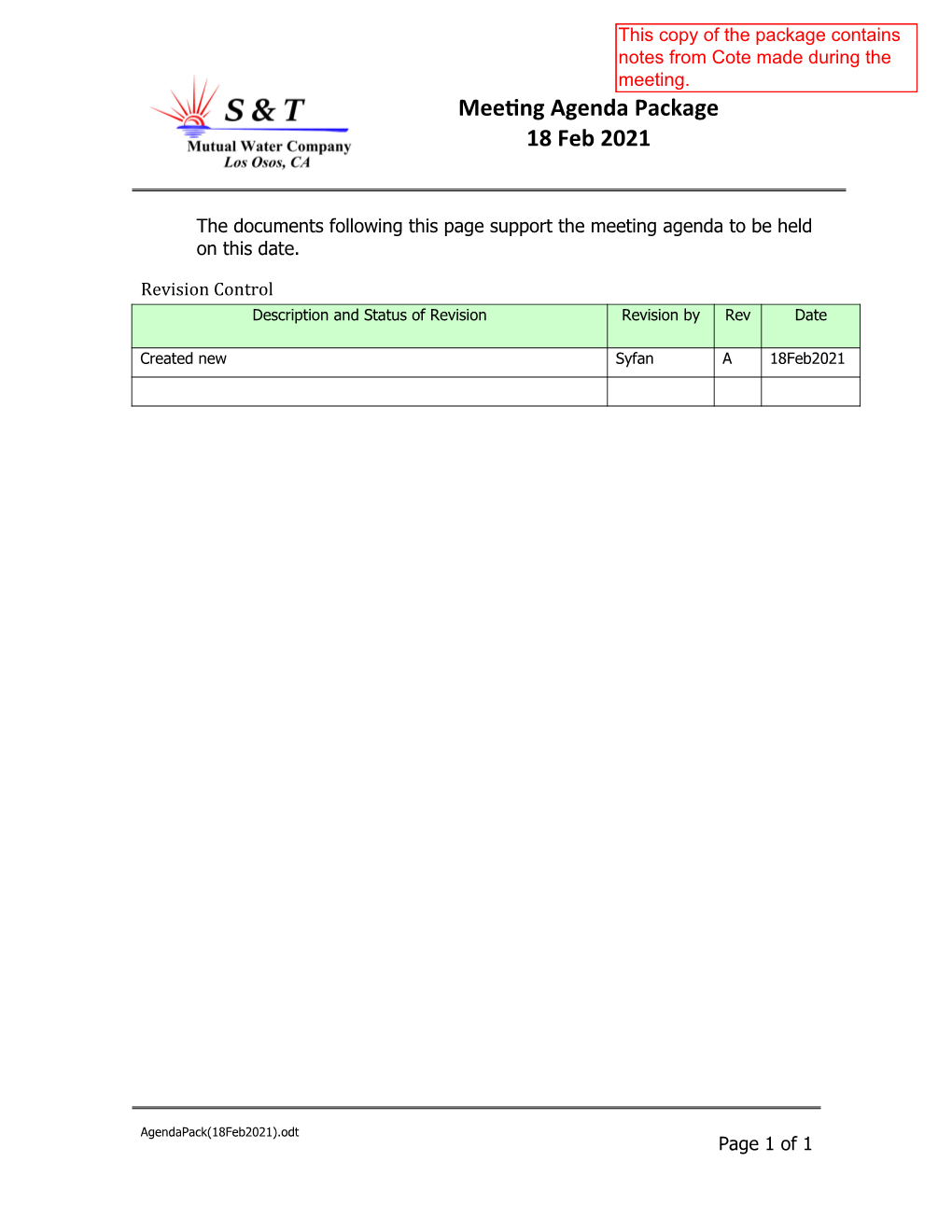 Meeɵng Agenda Package 18 Feb 2021