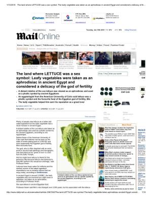 The Land Where LETTUCE Was a Sex Symbol: Leafy Vegetables Were