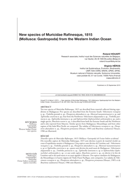 New Species of Muricidae Rafinesque, 1815 (Mollusca