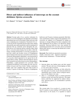 Direct and Indirect Influences of Intercrops on the Coconut Defoliator