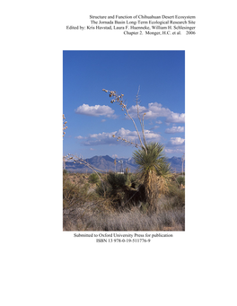 Structure and Function of Chihuahuan Desert Ecosystem the Jornada Basin Long-Term Ecological Research Site Edited By: Kris Havstad, Laura F