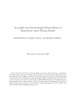 In-Sample and Out-Of-Sample Sharpe Ratios of Multi-Factor Asset Pricing Models