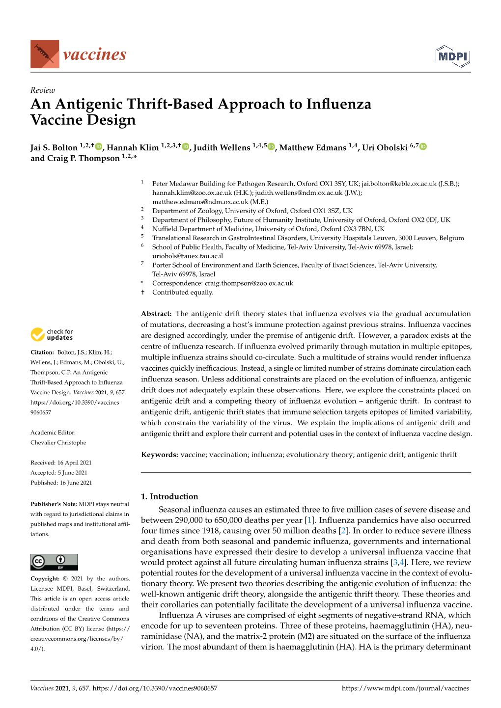 An Antigenic Thrift-Based Approach to Influenza Vaccine Design