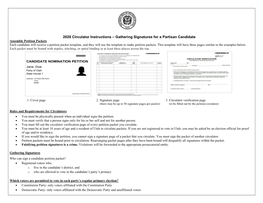2020 Circulator Instructions – Gathering Signatures for a Partisan Candidate