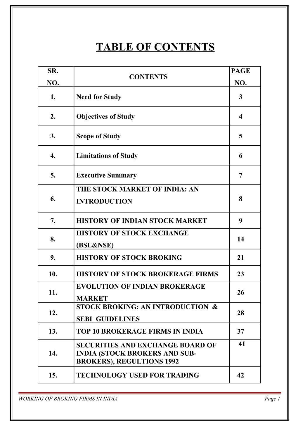 Table of Contents