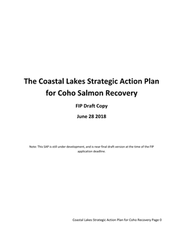 Coastal Lakes Strategic Action Plan for Coho Salmon Recovery