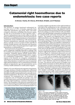 Catamenial Right Haemothorax Due to Endometriosis: Two Case Reports