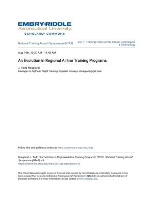 An Evolution in Regional Airline Training Programs