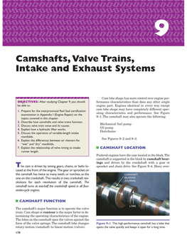 Camshafts, Valve Trains, Intake and Exhaust Systems
