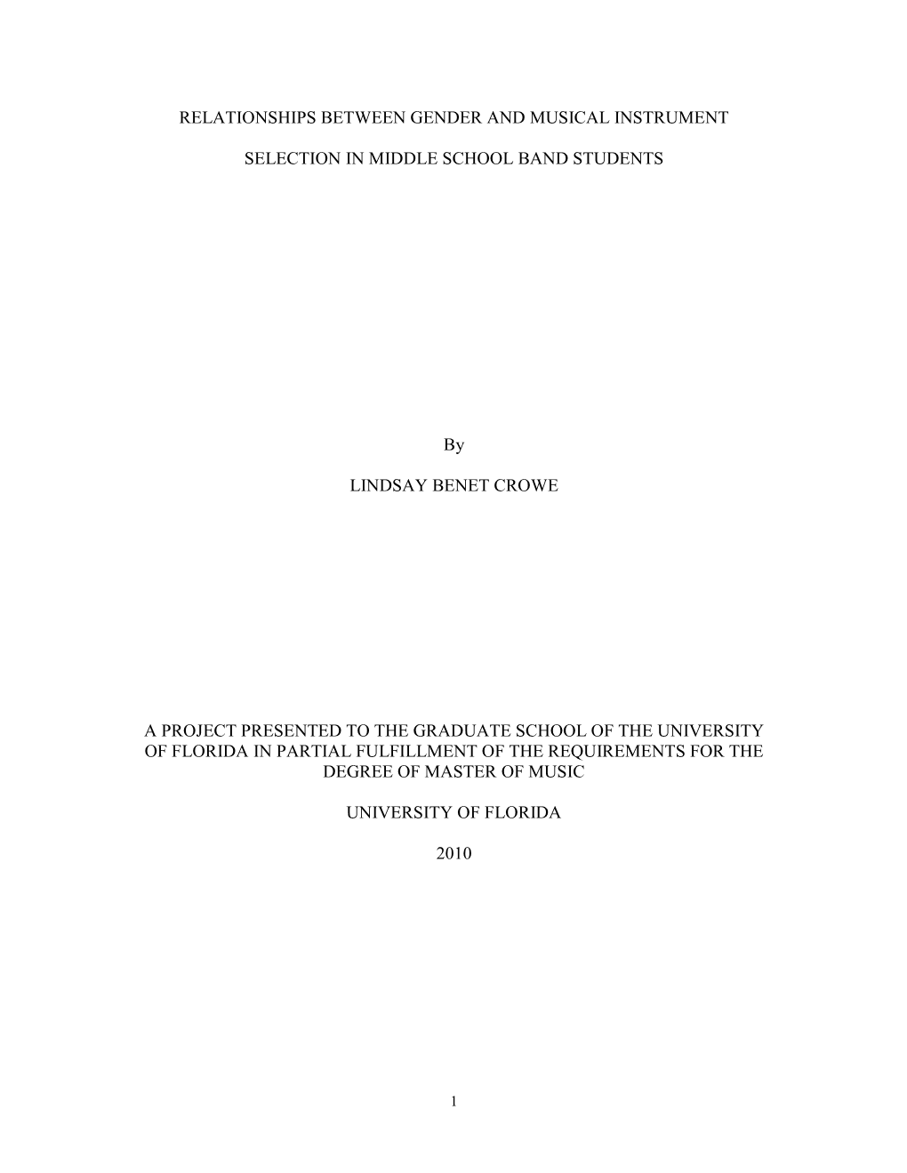 Relationship Between Gender and Musical Instrument Selection in Middle School Band Students