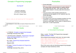 Concepts in Programming Languages Practicalities
