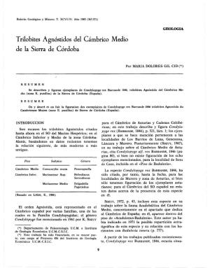 Trilobites Agnóstidos Del Cámbrico Medio De La Sierra De Córdoba