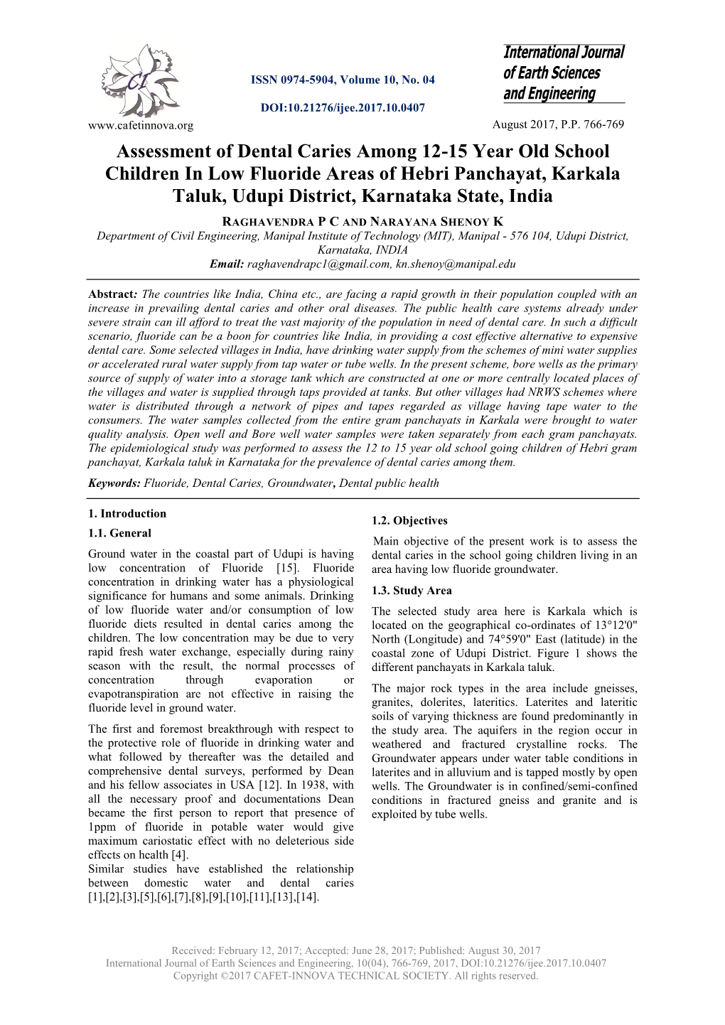 Assessment of Dental Caries Among 12-15 Year Old School Children in Low Fluoride Areas of Hebri Panchayat, Karkala Taluk, Udupi District, Karnataka State, India