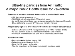 Ultra-Fine Particles from Air Traffic a Major Public Health Issue for Zaventem