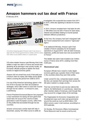 Amazon Hammers out Tax Deal with France 5 February 2018