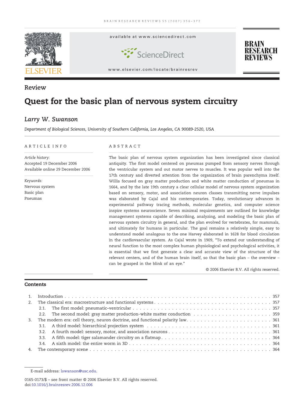 Quest for the Basic Plan of Nervous System Circuitry