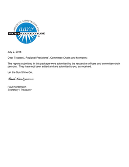 AANR 2018 Annual Membership Meeting Reports Package