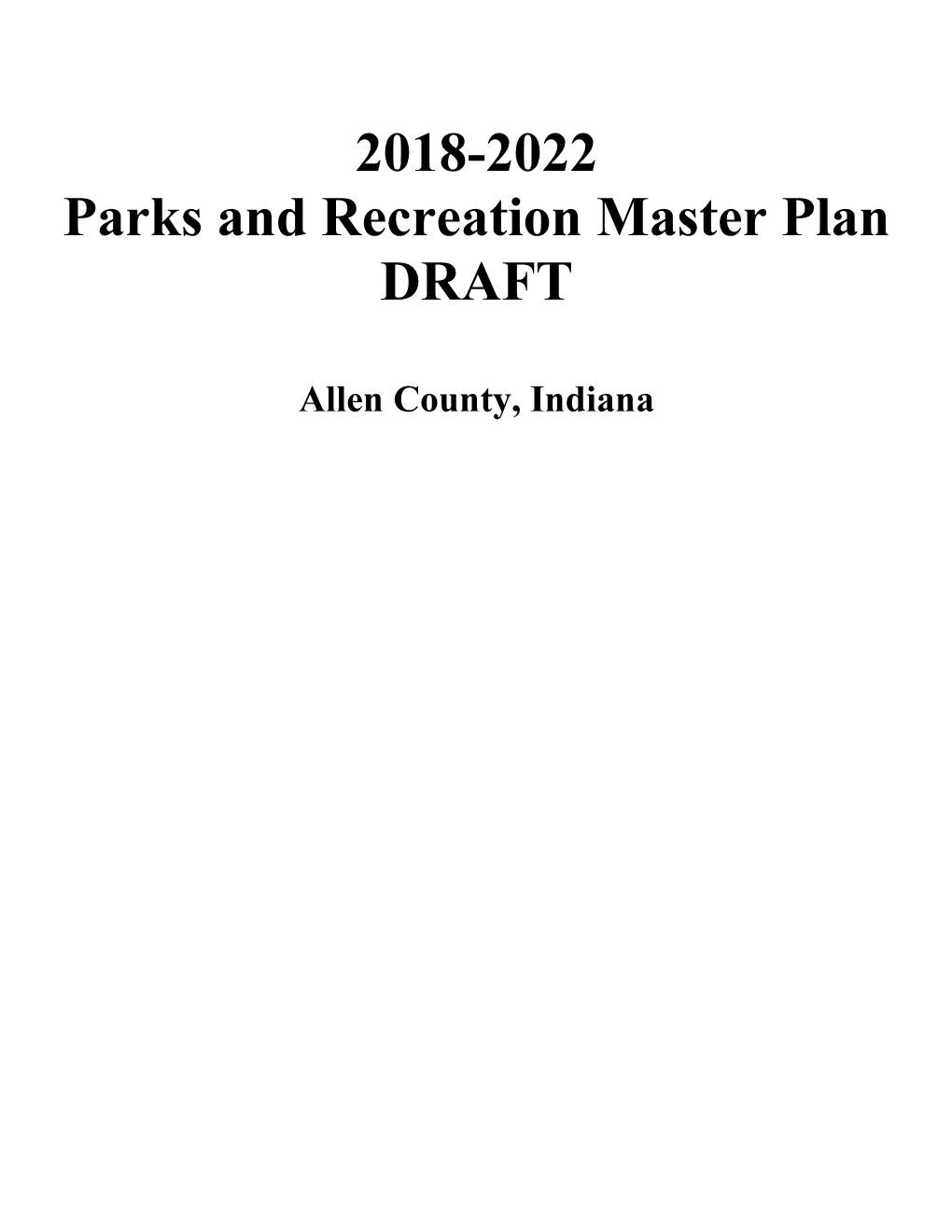 2018-2022 Parks and Recreation Master Plan DRAFT
