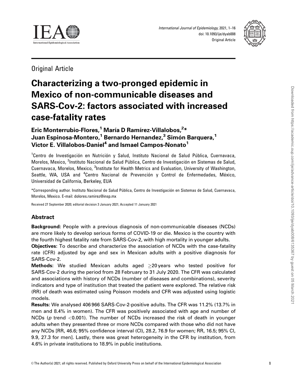 Characterizing a Two-Pronged Epidemic in Mexico of Non